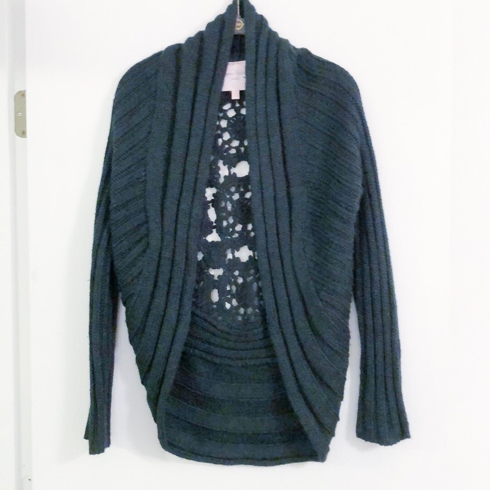 Romeo and Juliet Teal Crocheted Back Sweater